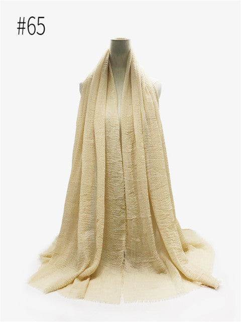 Muslim Crinkle Hijab Scarf Women Soft Cotton Head ScarvesTurban Shawls and Wraps Islamic Headscarf Headband 180X95CM