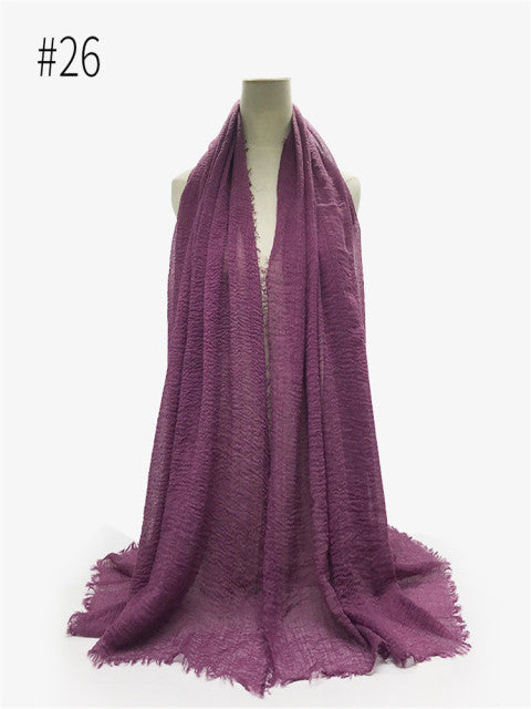 Muslim Crinkle Hijab Scarf Women Soft Cotton Head ScarvesTurban Shawls and Wraps Islamic Headscarf Headband 180X95CM