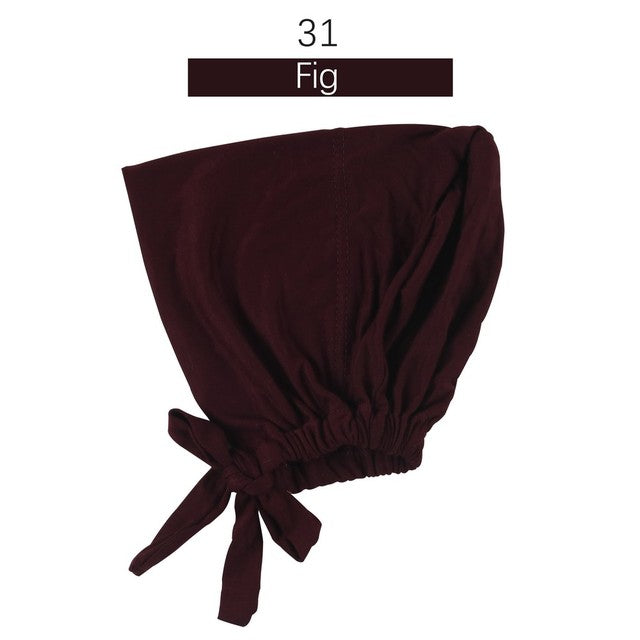 Muslim Women Inner Hijab Caps Stretch Adjustable Elastic Bonnet Tie Back Jersey Female Headwrap Turbante Mujer