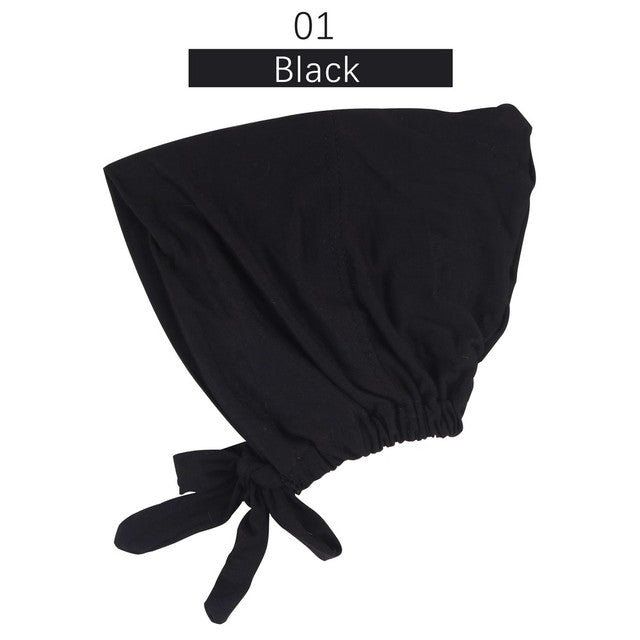 Muslim Women Inner Hijab Caps Stretch Adjustable Elastic Bonnet Tie Back Jersey Female Headwrap Turbante Mujer