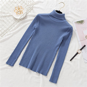 New Winter Women Knitted Turtleneck Sweater Casual Soft Polo-neck Jumper Fashion Slim Femme Elasticity Pullovers Collar Style