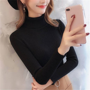 New Winter Women Knitted Turtleneck Sweater Casual Soft Polo-neck Jumper Fashion Slim Femme Elasticity Pullovers Collar Style