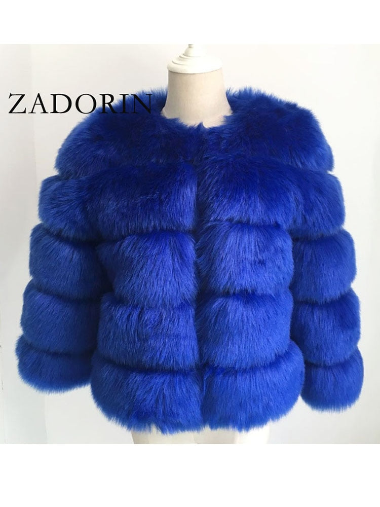 ZADORIN S-3XL Mink Coats Women Autumn Winter Top Fashion Pink FAUX Fur Coat Elegant Thick Warm Outerwear Fake Fur Woman Jacket