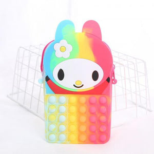 Kawaii Rainbow Bag Pop Fidget Toys It Push Bubble Women's Wallet Bag Kids Coin Purse Simple Dimple Anti Stress for Childrens