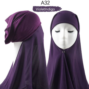 Muslim Women Heavy Chiffon Hijab Scarf With Bonnet  Instant Chiffon Hijabs Scarves With Caps Pinless Underscarf Headscarf