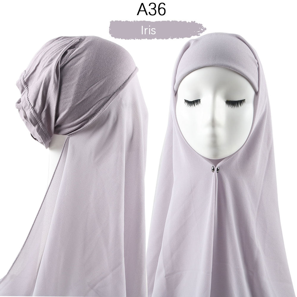 Instant Hijab With Cap Heavy Chiffon Jersey Hijab For Women Veil Muslim Fashion Islam Hijab Cap Scarf For Muslim Women Headscarf