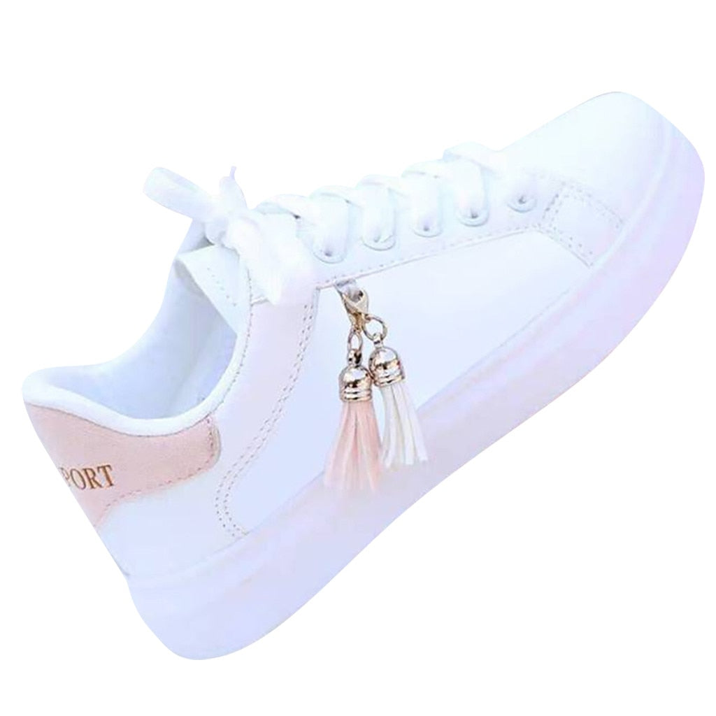 2022 New Spring Autumn Female Tennis Fashion White Shoes Woman&#39;s PU Leather Solid Color Casual Basketball Footwears Plus Size 40