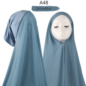 Instant Hijab With Cap Heavy Chiffon Jersey Hijab For Women Veil Muslim Fashion Islam Hijab Cap Scarf For Muslim Women Headscarf