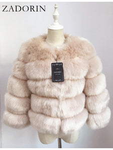 ZADORIN S-3XL Mink Coats Women Autumn Winter Top Fashion Pink FAUX Fur Coat Elegant Thick Warm Outerwear Fake Fur Woman Jacket