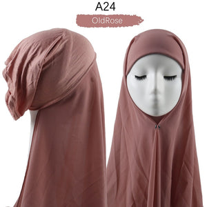 Muslim Women Heavy Chiffon Hijab Scarf With Bonnet  Instant Chiffon Hijabs Scarves With Caps Pinless Underscarf Headscarf