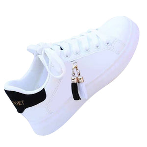 2022 New Spring Autumn Female Tennis Fashion White Shoes Woman&#39;s PU Leather Solid Color Casual Basketball Footwears Plus Size 40