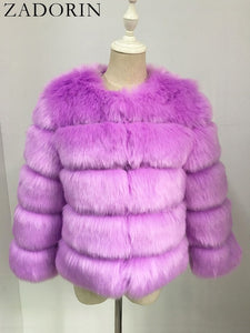 ZADORIN S-3XL Mink Coats Women Autumn Winter Top Fashion Pink FAUX Fur Coat Elegant Thick Warm Outerwear Fake Fur Woman Jacket