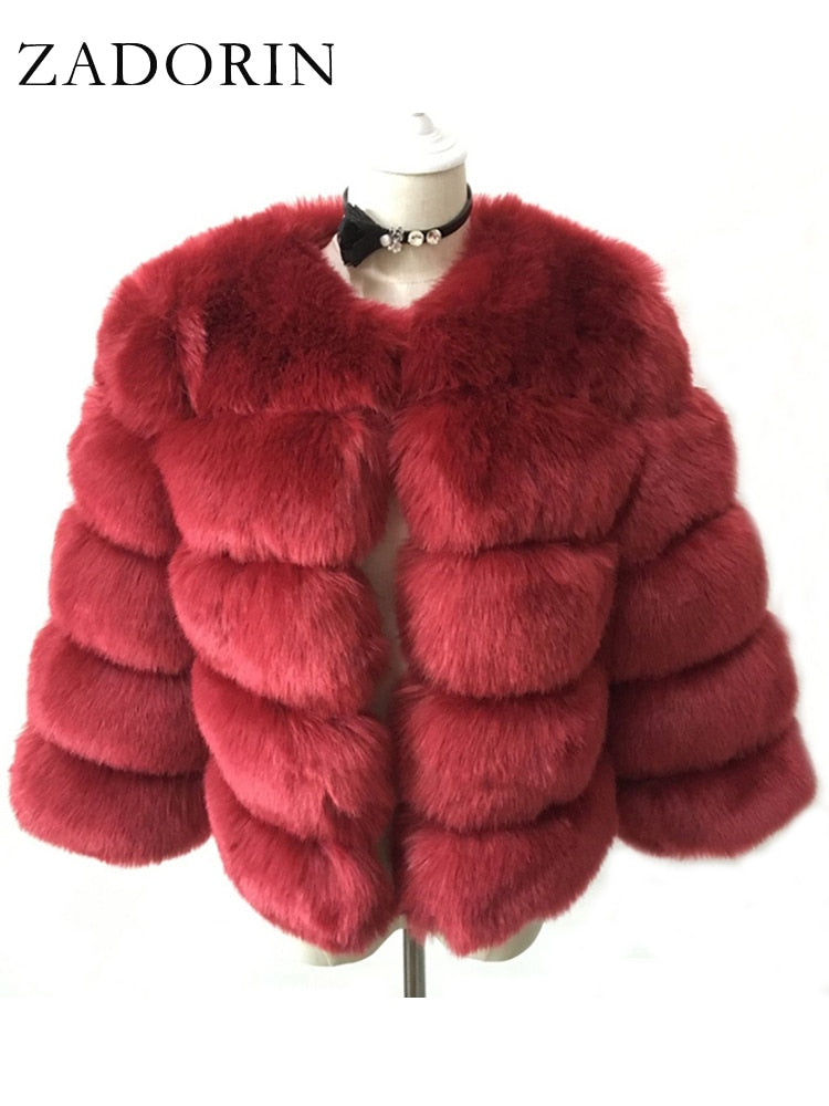 ZADORIN S-3XL Mink Coats Women Autumn Winter Top Fashion Pink FAUX Fur Coat Elegant Thick Warm Outerwear Fake Fur Woman Jacket