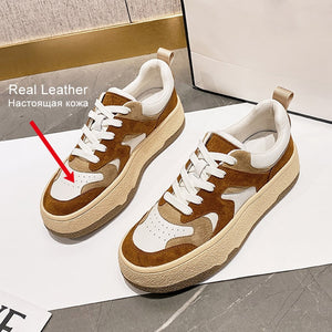 RIZABINA Women Sneakers Real Leather 2022 Spring Flats Shoes Woman&#39;s Ins Style Daily Lady Home Casual Footwear Size 35-40