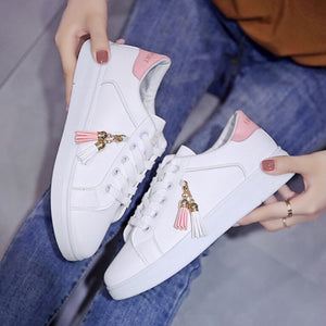 2022 New Spring Autumn Female Tennis Fashion White Shoes Woman&#39;s PU Leather Solid Color Casual Basketball Footwears Plus Size 40