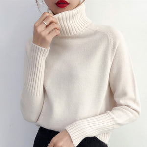 SURMIITRO Cashmere Knitted Sweater Women 2021 Autumn Winter Korean Turtleneck Long Sleeve Pullover Female Jumper Green Knitwear