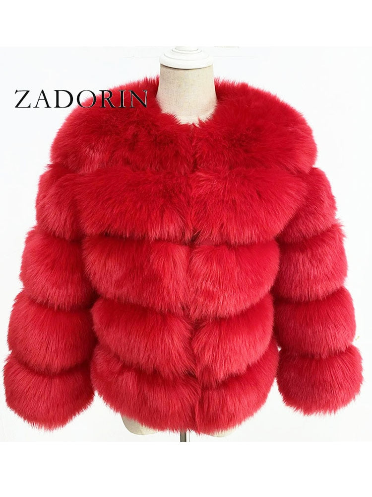 ZADORIN S-3XL Mink Coats Women Autumn Winter Top Fashion Pink FAUX Fur Coat Elegant Thick Warm Outerwear Fake Fur Woman Jacket