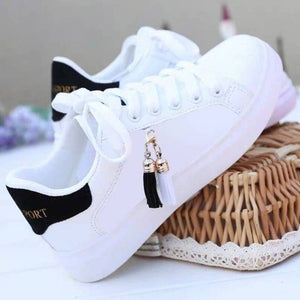 2022 New Spring Autumn Female Tennis Fashion White Shoes Woman&#39;s PU Leather Solid Color Casual Basketball Footwears Plus Size 40