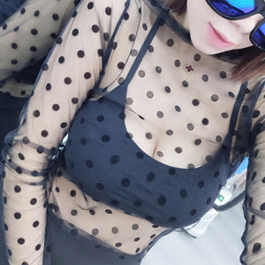 Sexy Mesh Transparent Blouses Tops Clothing Unlined Upper Garment Long Sleeve Net Build Korean Fashion Jacket ds50