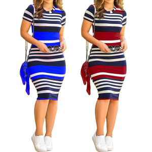 Sexy Women Pack Hip Pencil Dress Bodycon Summer Robe Female Striped Fashion Streetwear Vestidos Women Elegant Dress