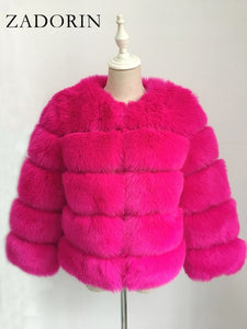 ZADORIN S-3XL Mink Coats Women Autumn Winter Top Fashion Pink FAUX Fur Coat Elegant Thick Warm Outerwear Fake Fur Woman Jacket