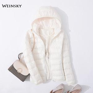 Spring Autumn Women Ultralight Thin Down Jacket White Duck Down Hooded Jackets Warm Winter Coat Parka Female Portable Outwear