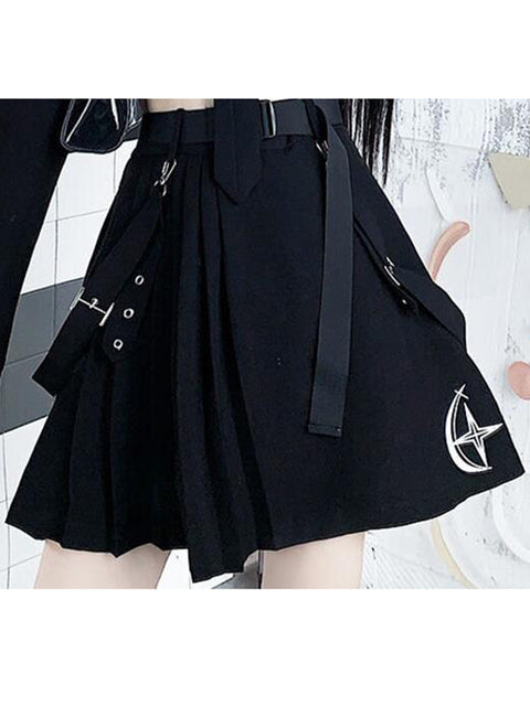 Spring Harajuku Streetwear Two-Piece Skirt Spring Oversize 4XL Punk Chain Ribbon Skirts Women 2 Piece Suit For Female