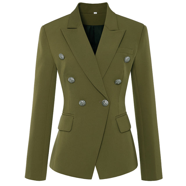 TOP QUALITY New Fashion 2022 Designer Jacket Women&#39;s Classic Double Breasted Metal Lion Buttons Blazer Outer Size S-4XL