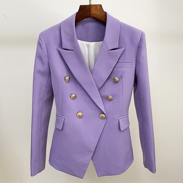 TOP QUALITY New Fashion 2022 Designer Jacket Women&#39;s Classic Double Breasted Metal Lion Buttons Blazer Outer Size S-4XL