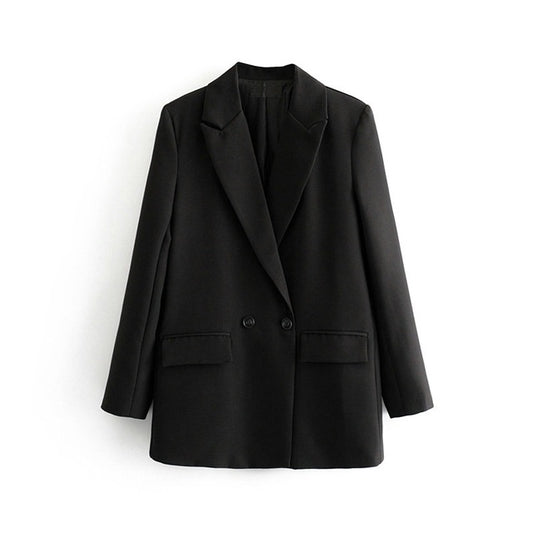 Tangada Women Khaki Blazer Coat Vintage Notched Collar Pocket 2022 Fashion Female Casual Chic Tops DA02