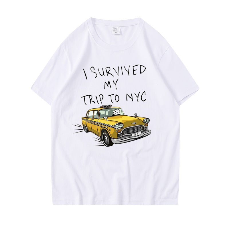 Tom Holland Same Style Tees I Survived My Trip To NYC Print Tops Casual 100%Cotton Streetwear Men Women Unisex Fashion T Shirt