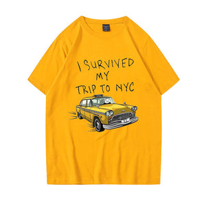 Tom Holland Same Style Tees I Survived My Trip To NYC Print Tops Casual 100%Cotton Streetwear Men Women Unisex Fashion T Shirt