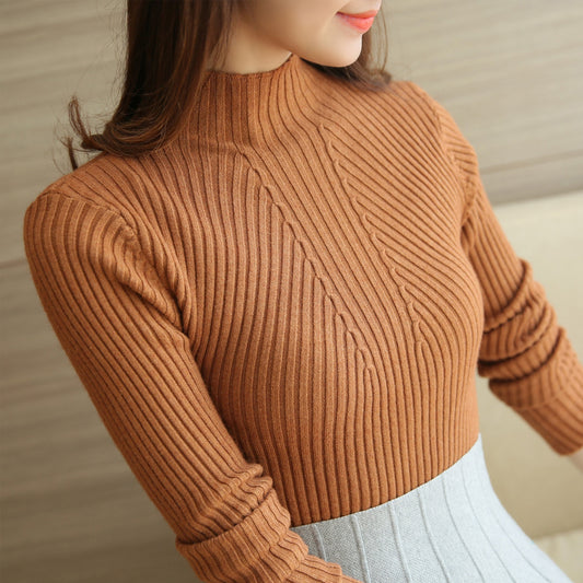 Turtleneck Sweater Women Fashion 2022 Spring Stretch Tops Women 14 Color Knit Pullovers Long Sleeve Basic Jumper Knitted Sweater