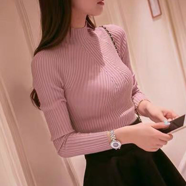 Turtleneck Sweater Women Fashion 2022 Spring Stretch Tops Women 14 Color Knit Pullovers Long Sleeve Basic Jumper Knitted Sweater