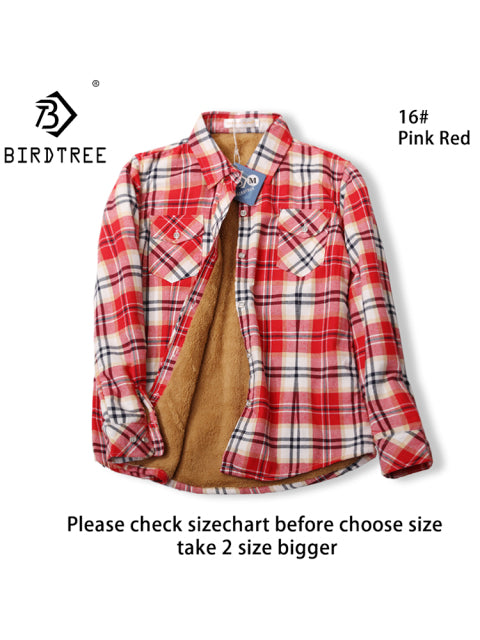 Velvet Thick Warm Women&#39;s Plaid Shirt Female Long Sleeve Tops M-5XL Winter Fleece Casual Check Blouse Autumn Clothes T77710A