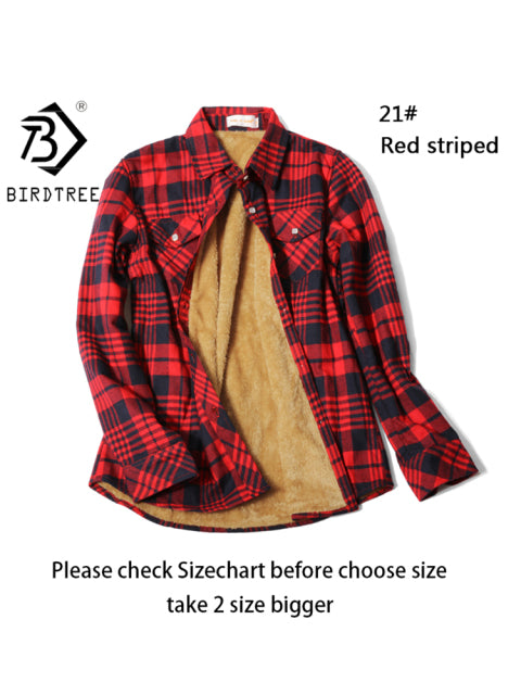 Velvet Thick Warm Women&#39;s Plaid Shirt Female Long Sleeve Tops M-5XL Winter Fleece Casual Check Blouse Autumn Clothes T77710A