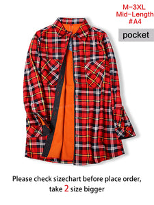 Velvet Thicken Warm Women&#39;s Plaid Shirt Female Long Sleeve Tops M-4XL Winter Fleece Casual Blouse Autumn Clothes T17506X