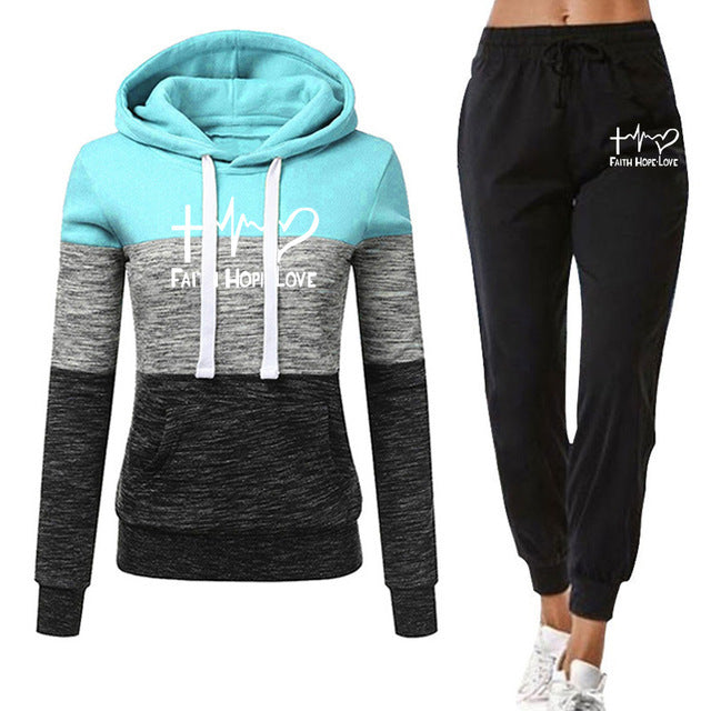 Winter Tracksuit Women 2 Piece Printing Hoodies + Pants Sportwear Women&#39;s Sports Suit Hooded Sweatshirt Set Female Winter Clothe