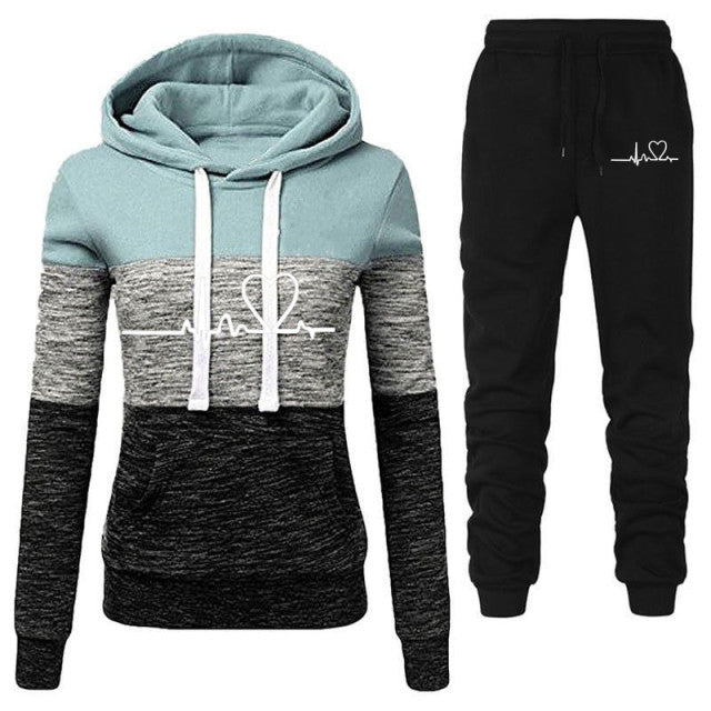 Winter Tracksuit Women 2 Piece Printing Hoodies + Pants Sportwear Women&#39;s Sports Suit Hooded Sweatshirt Set Female Winter Clothe