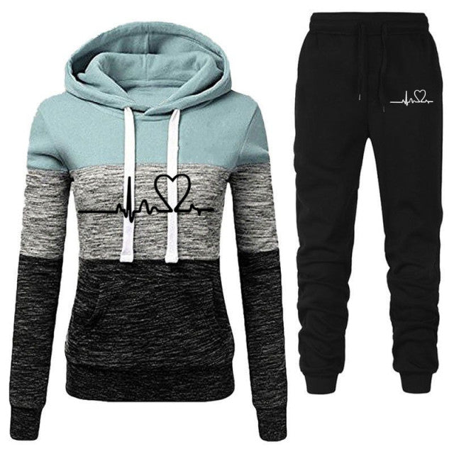 Winter Tracksuit Women 2 Piece Printing Hoodies + Pants Sportwear Women&#39;s Sports Suit Hooded Sweatshirt Set Female Winter Clothe