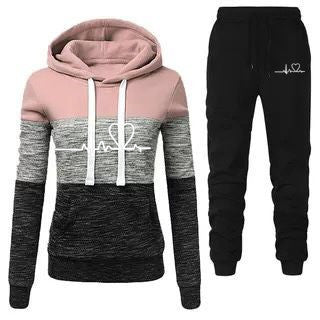 Winter Tracksuit Women 2 Piece Printing Hoodies + Pants Sportwear Women&#39;s Sports Suit Hooded Sweatshirt Set Female Winter Clothe