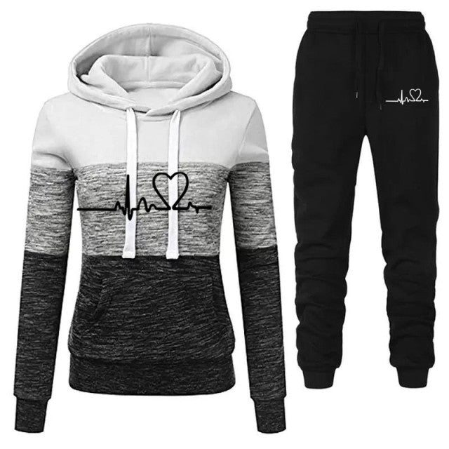 Winter Tracksuit Women 2 Piece Printing Hoodies + Pants Sportwear Women&#39;s Sports Suit Hooded Sweatshirt Set Female Winter Clothe