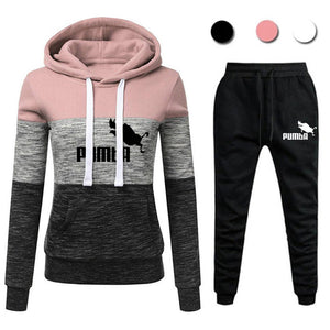 Winter Tracksuit Women 2 Piece Printing Hoodies + Pants Sportwear Women&#39;s Sports Suit Hooded Sweatshirt Set Female Winter Clothe