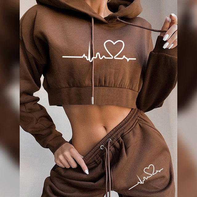 Winter Tracksuit Women 2 Piece Set Print Hoodies+Pants Sportwear Women&#39;s Sports Suit Hooded Sweatshirt Set Female Winter Clothes