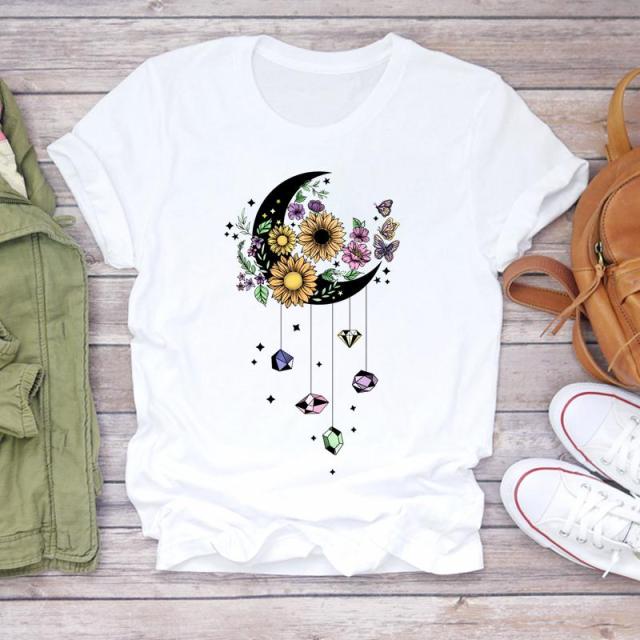 Women 2021 Summer Short Sleeve Dream Feather Fashion Print Lady T-shirts Top T Shirt Ladies Womens Graphic Female Tee T-Shirt