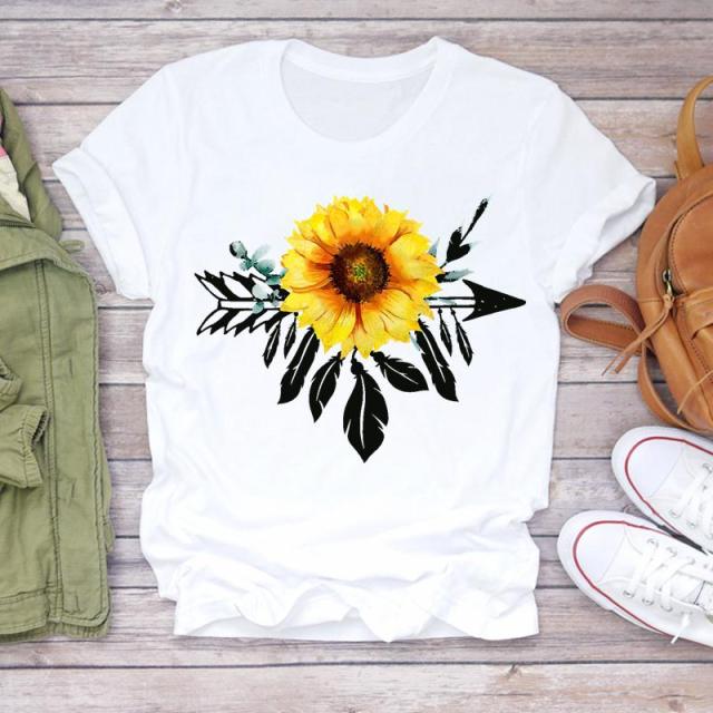 Women 2021 Summer Short Sleeve Dream Feather Fashion Print Lady T-shirts Top T Shirt Ladies Womens Graphic Female Tee T-Shirt