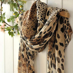 Women Leopard Print Chiffon Scarf Scarves Fashion Women Soft Long Shawls Printed Multifunction Winter Ladies Style Scarf Sc E7I5