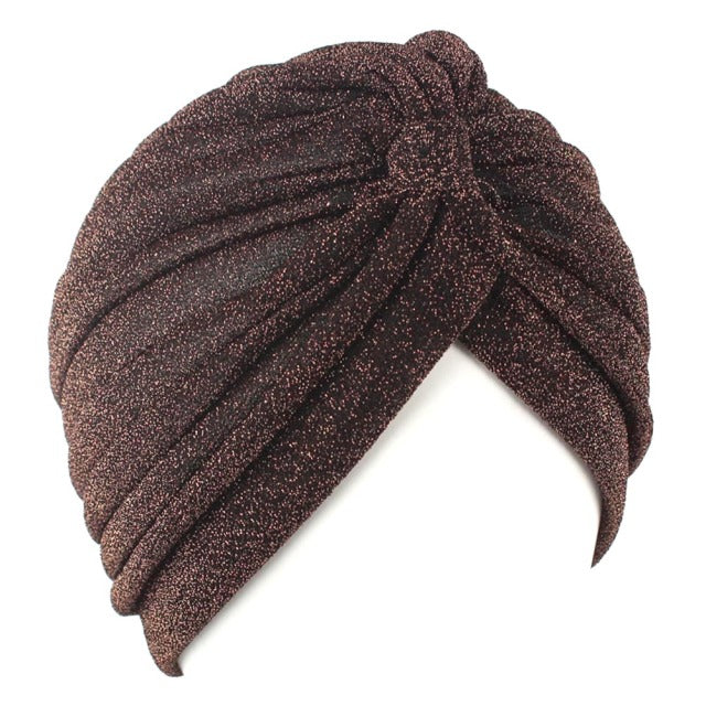 Women Shine Silver Gold Knot Twist Turban Headbands Cap Autumn Winter Warm Headwear Casual Streetwear Female Muslim Indian Hats