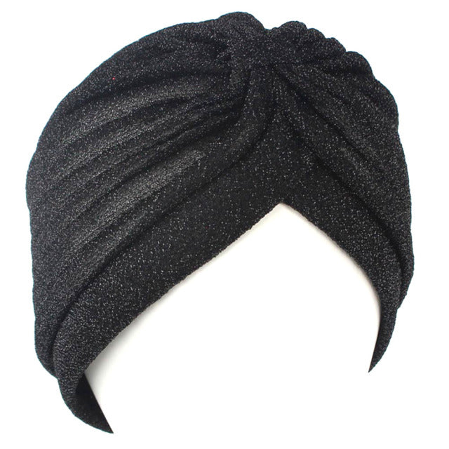 Women Shine Silver Gold Knot Twist Turban Headbands Cap Autumn Winter Warm Headwear Casual Streetwear Female Muslim Indian Hats