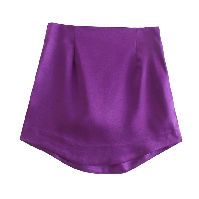 Zevity Women High Street Solid Color Side Zipper Sexy Mini Skirt Faldas Mujer Ladies Light Soft Casual Slim Chic Vestidos QUN765